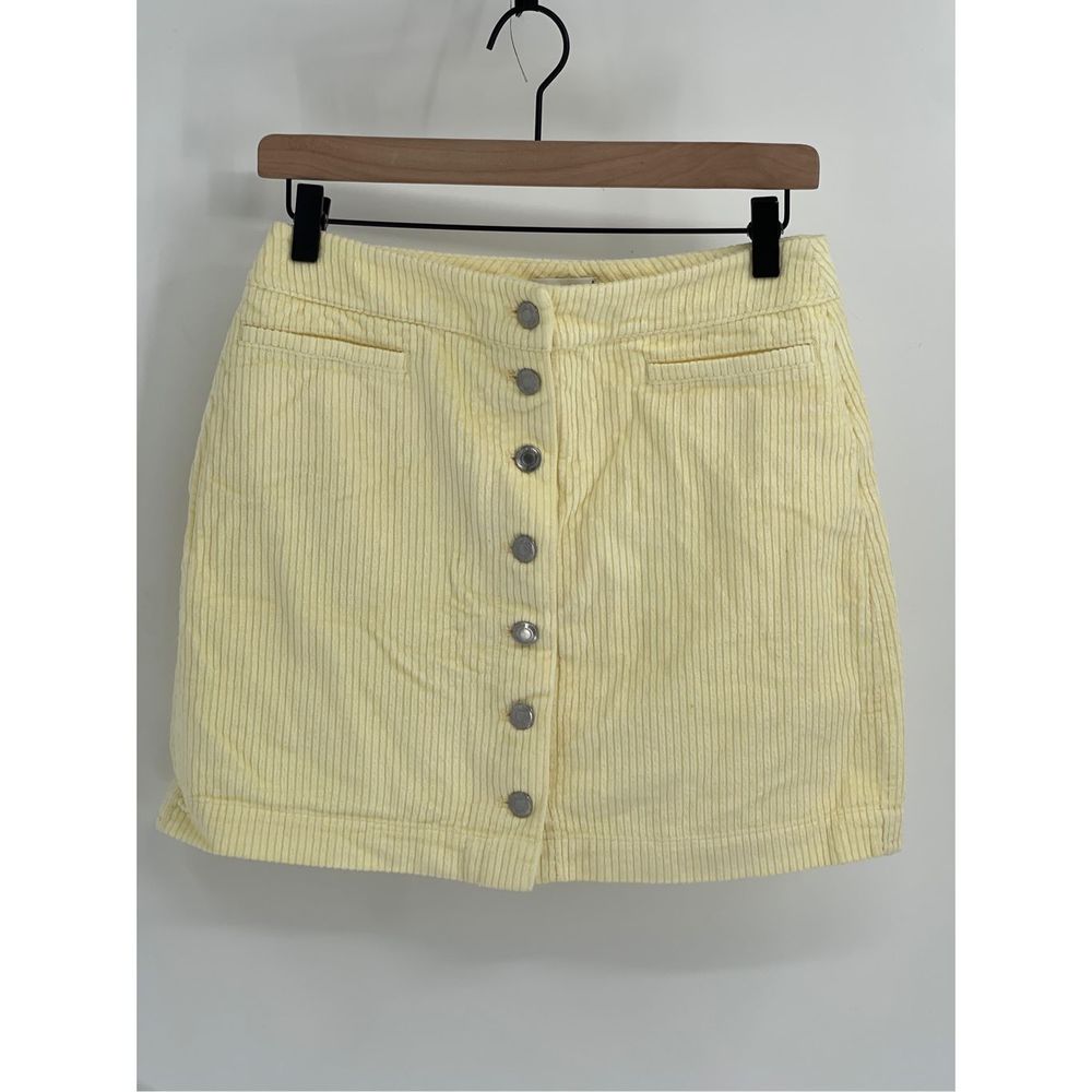 Wilfred Free Karmen Skirt Corduroy Women's Size 8 Yellow Button Front Short